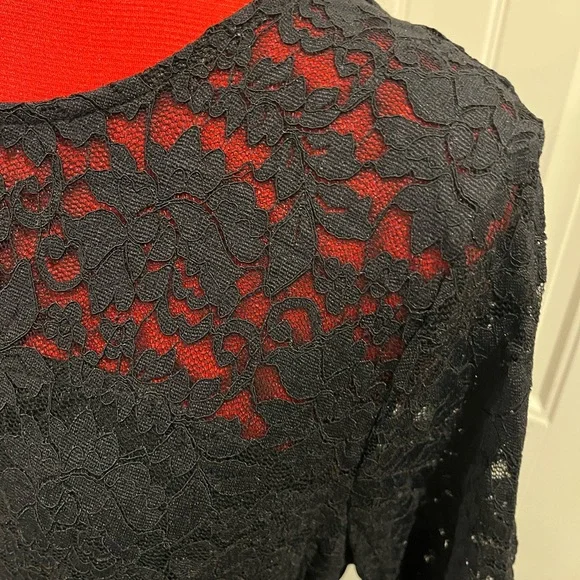 Pinup Fashion Lace Chiffon Wrap V Neck Dresse NWOT - Picture 8 of 9